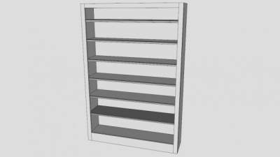 现代隔板白色书柜SU模型下载_sketchup草图大师SKP模型