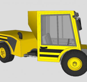 黄色半牵引车车辆SU模型下载_sketchup草图大师SKP模型