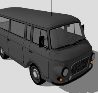 德国黑色B1000面包车SU模型下载_sketchup草图大师SKP模型