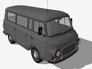 德国黑色B1000面包车SU模型下载_sketchup草图大师SKP模型