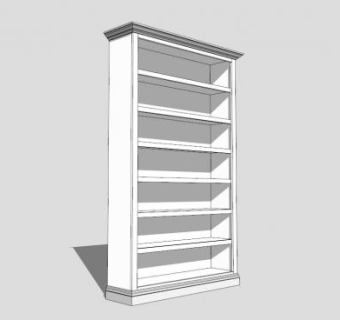 板式白色书柜SU模型下载_sketchup草图大师SKP模型