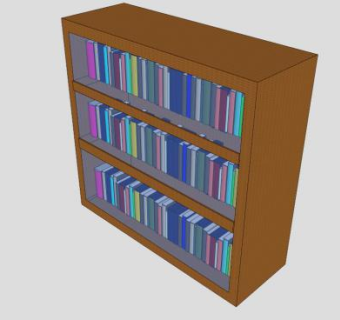 独立式实木玻璃书柜SU模型下载_sketchup草图大师SKP模型