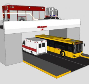 小桥下的交通工具SU模型下载_sketchup草图大师SKP模型