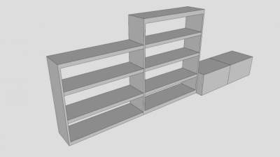实木自由书柜SU模型下载_sketchup草图大师SKP模型