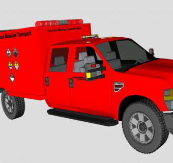 红色危险品运输车辆SU模型下载_sketchup草图大师SKP模型