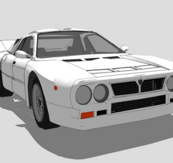 白色兰西亚037汽车SU模型下载_sketchup草图大师SKP模型