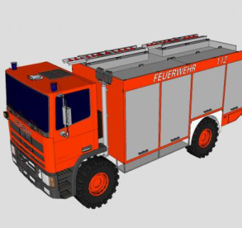德国消防救援卡车SU模型下载_sketchup草图大师SKP模型