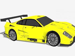 黄色风暴GT赛车SU模型下载_sketchup草图大师SKP模型