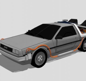 德罗宁时间机器汽车SU模型下载_sketchup草图大师SKP模型