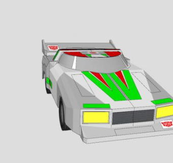 白色简易赛车汽车SU模型下载_sketchup草图大师SKP模型