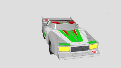 白色简易赛车汽车SU模型下载_sketchup草图大师SKP模型