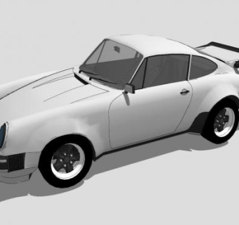 白色保时捷930跑车SU模型下载_sketchup草图大师SKP模型