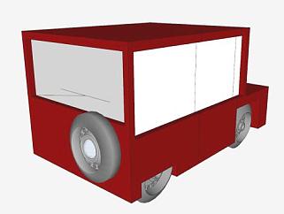 红色简易SUV汽车SU模型下载_sketchup草图大师SKP模型