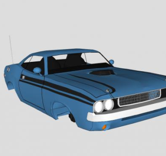 蓝色道奇挑战者车架SU模型下载_sketchup草图大师SKP模型
