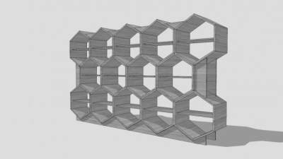 实木嵌入式书架SU模型下载_sketchup草图大师SKP模型