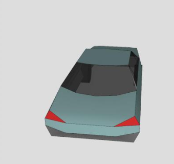 蓝色铁皮轿车车辆SU模型下载_sketchup草图大师SKP模型