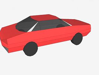红色简易轿车车辆SU模型下载_sketchup草图大师SKP模型