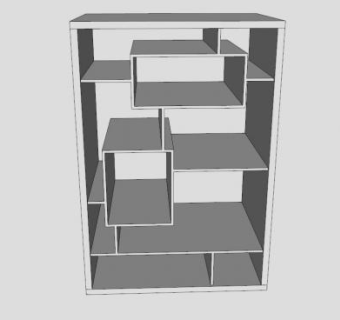 实木板式白色书柜SU模型下载_sketchup草图大师SKP模型