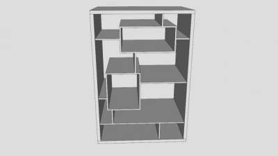 实木板式白色书柜SU模型下载_sketchup草图大师SKP模型