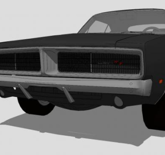 黑色道奇1969跑车SU模型下载_sketchup草图大师SKP模型
