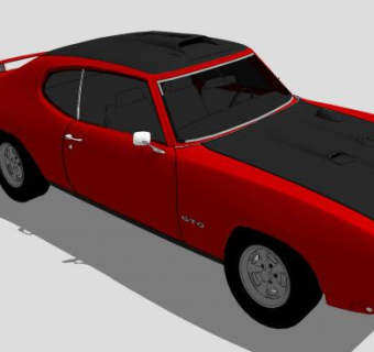 红色庞蒂亚克GTO1969跑车SU模型下载_sketchup草图大师SKP模型