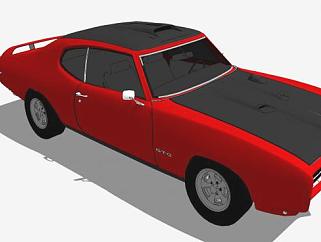 红色庞蒂亚克GTO1969跑车SU模型下载_sketchup草图大师SKP模型