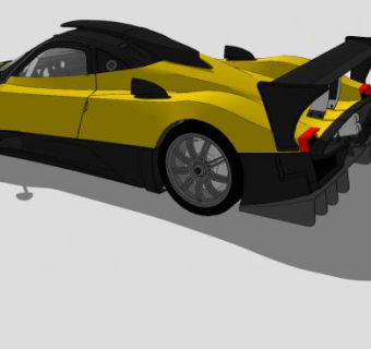 黄色帕加尼风之子R跑车SU模型下载_sketchup草图大师SKP模型
