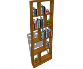 开放式隔板式书架SU模型下载_sketchup草图大师SKP模型