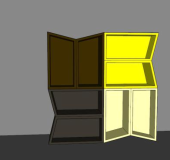 现代多规则彩色书柜SU模型下载_sketchup草图大师SKP模型