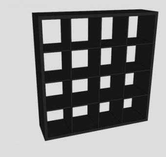 黑色开放式书柜SU模型下载_sketchup草图大师SKP模型