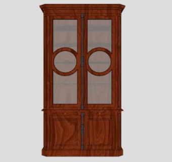 萨瑟兰实木书柜SU模型下载_sketchup草图大师SKP模型