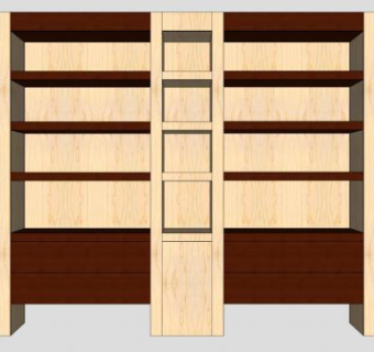 实木独立式书柜SU模型下载_sketchup草图大师SKP模型