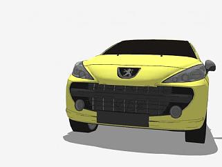 黄色标致207RC汽车SU模型下载_sketchup草图大师SKP模型