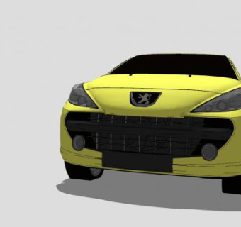 黄色标致207RC汽车SU模型下载_sketchup草图大师SKP模型