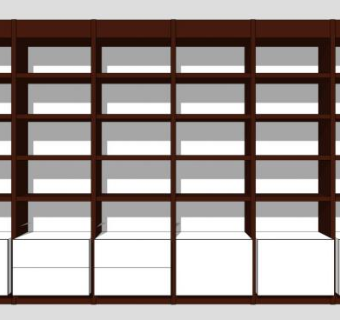 隔板独立式书架书柜SU模型下载_sketchup草图大师SKP模型
