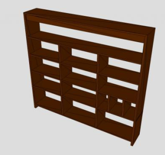 实木嵌入式书柜SU模型下载_sketchup草图大师SKP模型