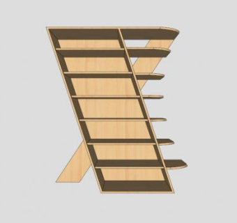橡木嵌入式书柜SU模型下载_sketchup草图大师SKP模型