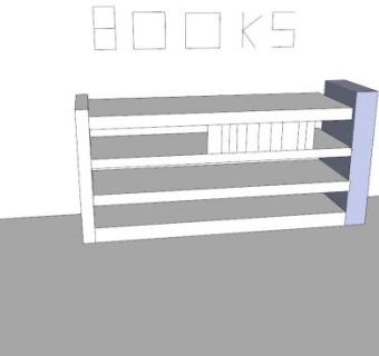 现代板式白色书柜SU模型下载_sketchup草图大师SKP模型