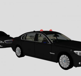 日本黑色宝马奔驰警车SU模型下载_sketchup草图大师SKP模型