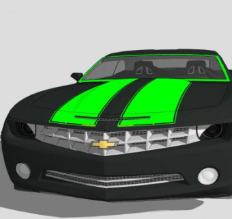 黑色雪佛兰大黄蜂跑车SU模型下载_sketchup草图大师SKP模型