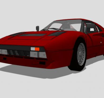 红色法拉利288GTO跑车SU模型下载_sketchup草图大师SKP模型