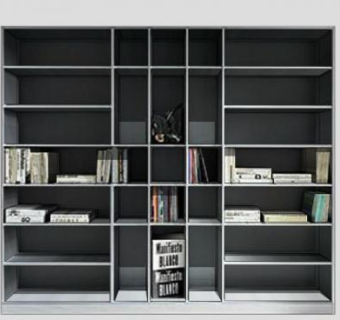 现代灰色书柜SU模型下载_sketchup草图大师SKP模型