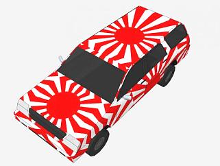 日本旗图案SUV轿车SU模型下载_sketchup草图大师SKP模型