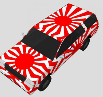 日本旗图案SUV轿车SU模型下载_sketchup草图大师SKP模型