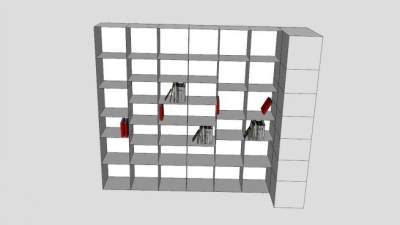 独立式隔板书架SU模型下载_sketchup草图大师SKP模型