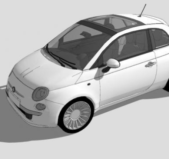 白色菲亚特500汽车SU模型下载_sketchup草图大师SKP模型
