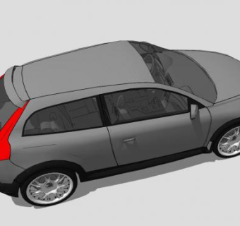 银灰色沃尔沃C30汽车SU模型下载_sketchup草图大师SKP模型