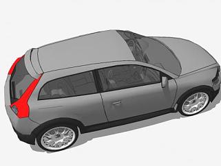 银灰色沃尔沃C30汽车SU模型下载_sketchup草图大师SKP模型