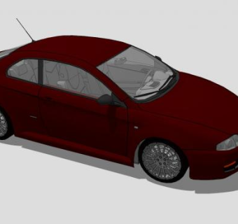 深红色阿尔法罗密欧GT汽车SU模型下载_sketchup草图大师SKP模型