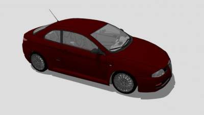 深红色阿尔法罗密欧GT汽车SU模型下载_sketchup草图大师SKP模型